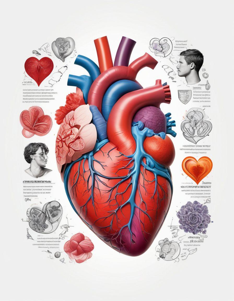 A creative and informative collage showcasing male anatomy with anatomical illustrations, overlaid with symbols of sexual wellness like heart shapes and wellness icons. Include vibrant colors and a modern, sleek design that balances education and artistry. The overall mood should be inviting and respectful, emphasizing exploration and understanding. super-realistic. vibrant colors. white background.